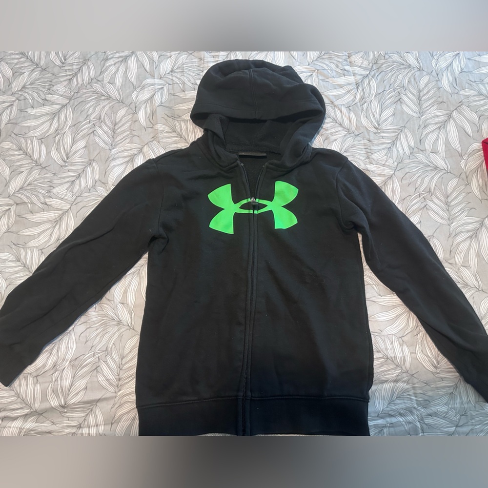 Under Armour Kids Black Hoodie with Green Logo